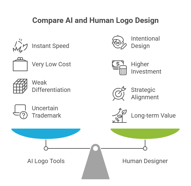 Compare AI and Human Logo Design