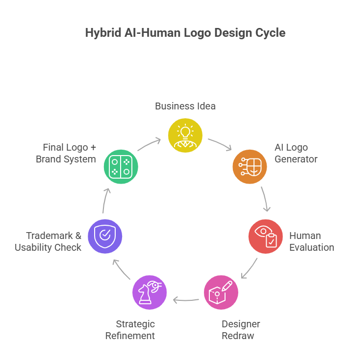 Hybrid AI logo design cycle 