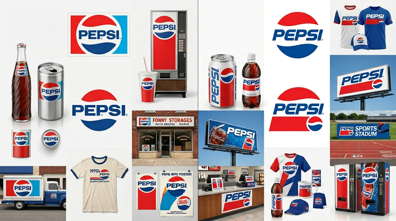 Pepsi logo evolution comparison - logo design agency