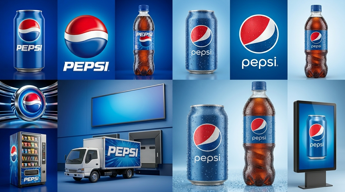 Pepsi logo evolution showcase - logo design firm